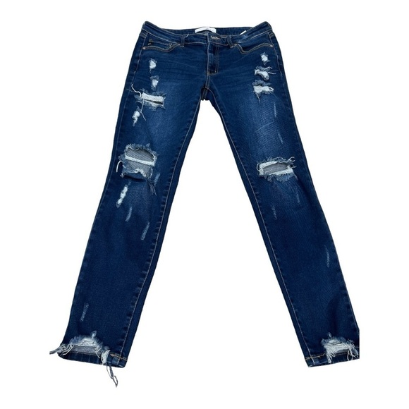 KanCan Estilo Mid Rise Distressed Skinny Jeans for Women Size 28 - Picture 12 of 13